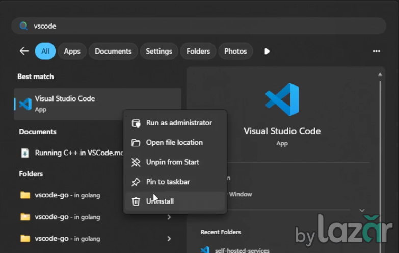 Uninstalling Microsoft Visual Studio Code