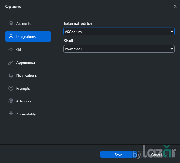 Changing the external editor in GitHub Desktop to VSCodium.